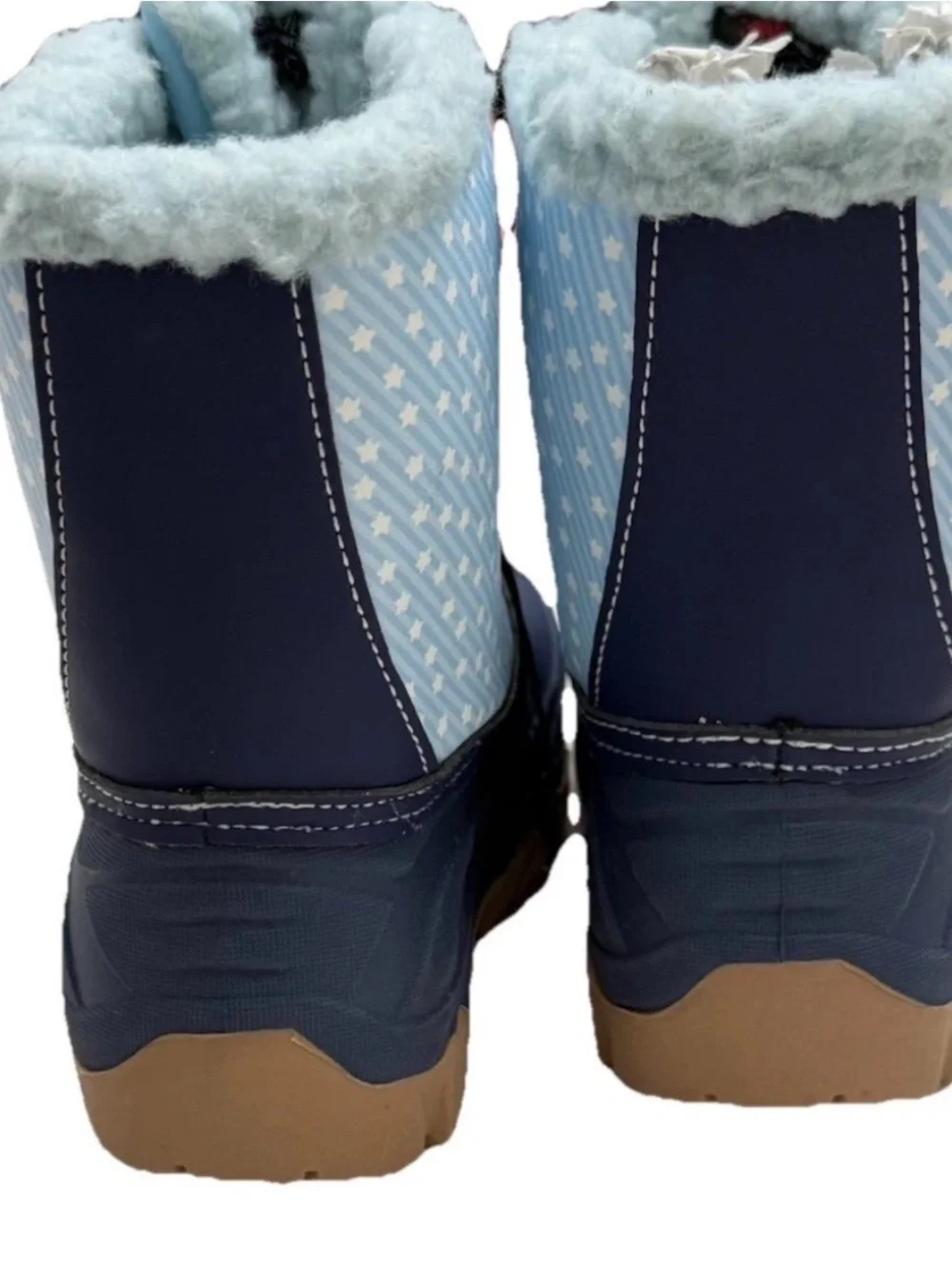 Light and dark Blue Kids' Insulated Winter Boots with white stars toddler size 8